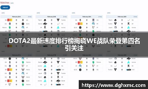 DOTA2最新速度排行榜揭晓WE战队荣登第四名引关注
