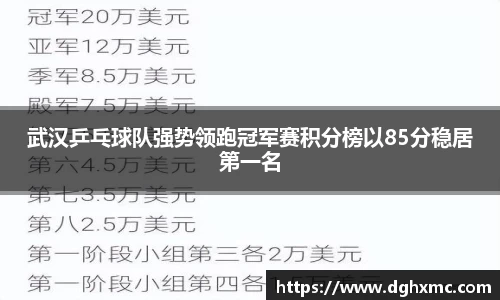 武汉乒乓球队强势领跑冠军赛积分榜以85分稳居第一名